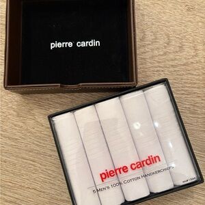 NEW Pierre Cardin White Cotton Handkerchief Set In Gift Box